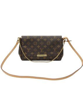 Louis Vuitton Monogram Favorite MM Shoulder Bag Brown Gold
